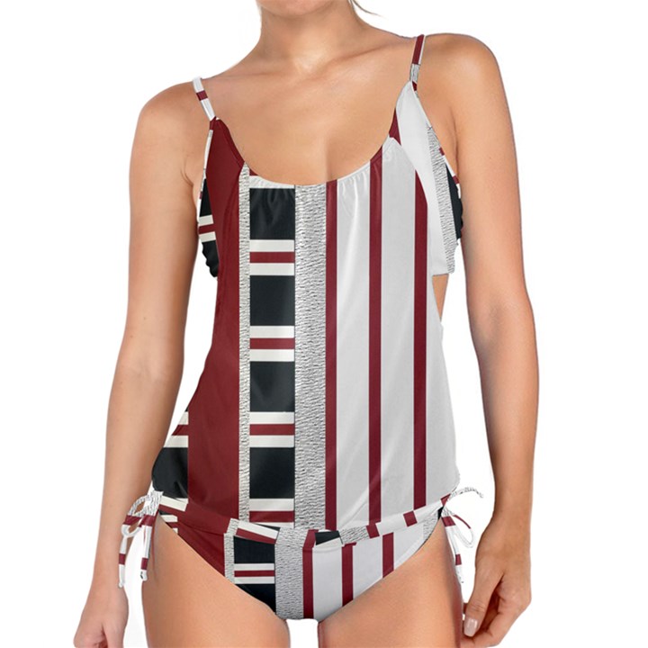 Line Streep Vertical Horizontal Tankini Set