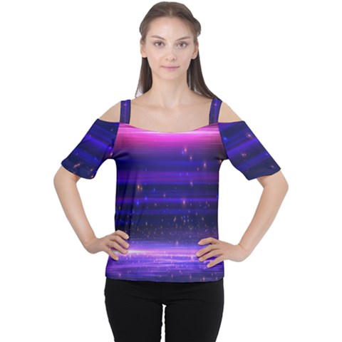 Massive Flare Lines Horizon Glow Particles Animation Background Space Cutout Shoulder Tee by Mariart