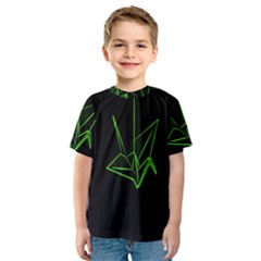 Origami Light Bird Neon Green Black Kids  Sport Mesh Tee