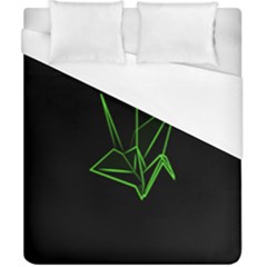 Origami Light Bird Neon Green Black Duvet Cover (california King Size) by Mariart