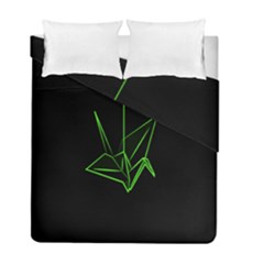 Origami Light Bird Neon Green Black Duvet Cover Double Side (full/ Double Size) by Mariart