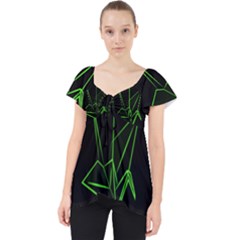 Origami Light Bird Neon Green Black Dolly Top by Mariart