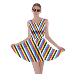 Lines Chevron Yellow Pink Blue Black White Cute Skater Dress by Mariart