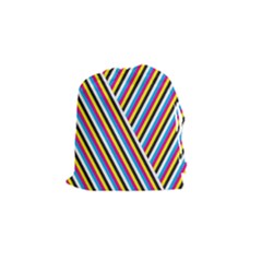 Lines Chevron Yellow Pink Blue Black White Cute Drawstring Pouches (small)  by Mariart