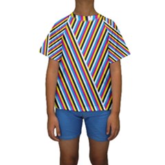 Lines Chevron Yellow Pink Blue Black White Cute Kids  Short Sleeve Swimwear by Mariart