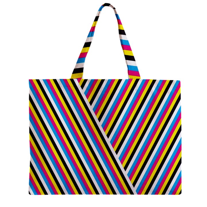 Lines Chevron Yellow Pink Blue Black White Cute Zipper Mini Tote Bag