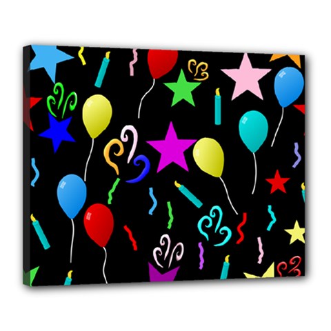 Party Pattern Star Balloon Candle Happy Canvas 20  X 16 