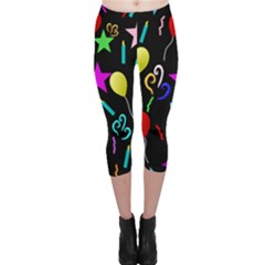 Party Pattern Star Balloon Candle Happy Capri Leggings  by Mariart