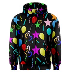 Party Pattern Star Balloon Candle Happy Men s Zipper Hoodie by Mariart