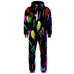 Party Pattern Star Balloon Candle Happy Hooded Jumpsuit (men) 