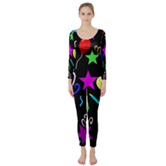 Party Pattern Star Balloon Candle Happy Long Sleeve Catsuit