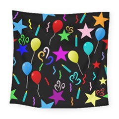 Party Pattern Star Balloon Candle Happy Square Tapestry (large)