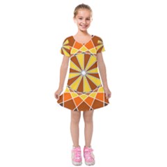 Ornaments Art Line Circle Kids  Short Sleeve Velvet Dress