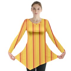 Red Orange Lines Back Yellow Long Sleeve Tunic 