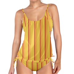 Red Orange Lines Back Yellow Tankini Set by Mariart