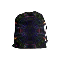 Psychic Color Circle Abstract Dark Rainbow Pattern Wallpaper Drawstring Pouches (large)  by Mariart