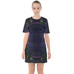 Psychic Color Circle Abstract Dark Rainbow Pattern Wallpaper Mini Dress by Mariart