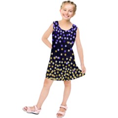 Space Star Light Gold Blue Beauty Kids  Tunic Dress by Mariart