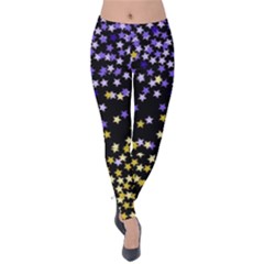 Space Star Light Gold Blue Beauty Velvet Leggings by Mariart