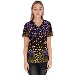 Space Star Light Gold Blue Beauty Scrub Top