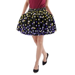 Space Star Light Gold Blue Beauty Black A-line Pocket Skirt by Mariart