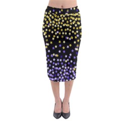 Space Star Light Gold Blue Beauty Black Midi Pencil Skirt by Mariart