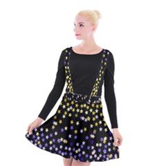 Space Star Light Gold Blue Beauty Black Suspender Skater Skirt by Mariart