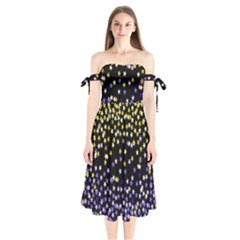 Space Star Light Gold Blue Beauty Black Shoulder Tie Bardot Midi Dress