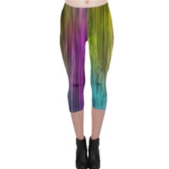 Rainbow Bubble Curtains Motion Background Space Capri Leggings  by Mariart