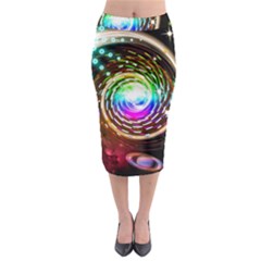 Space Star Planet Light Galaxy Moon Midi Pencil Skirt by Mariart