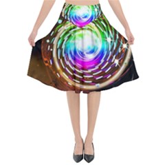 Space Star Planet Light Galaxy Moon Flared Midi Skirt by Mariart