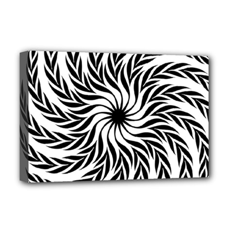 Spiral Leafy Black Floral Flower Star Hole Deluxe Canvas 18  X 12  