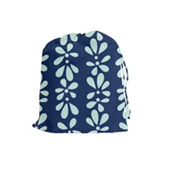 Star Flower Floral Blue Beauty Polka Drawstring Pouches (large) 