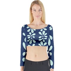 Star Flower Floral Blue Beauty Polka Long Sleeve Crop Top