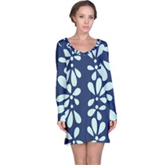 Star Flower Floral Blue Beauty Polka Long Sleeve Nightdress