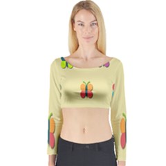 Spring Butterfly Wallpapers Beauty Cute Funny Long Sleeve Crop Top by Mariart
