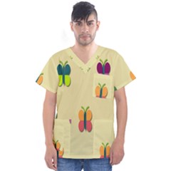 Spring Butterfly Wallpapers Beauty Cute Funny Men s V-neck Scrub Top