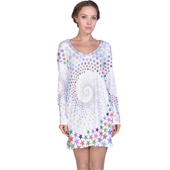 Prismatic Stars Whirlpool Circlr Rainbow Long Sleeve Nightdress by Mariart