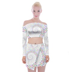 Prismatic Stars Whirlpool Circlr Rainbow Off Shoulder Top With Skirt Set