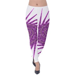 Spiral Purple Star Polka Velvet Leggings by Mariart