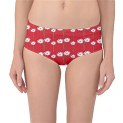 Sunflower Red Star Beauty Flower Floral Mid-waist Bikini Bottoms by Mariart