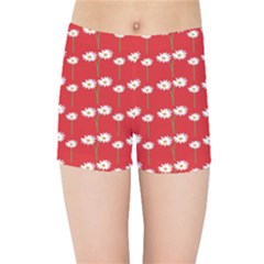 Sunflower Red Star Beauty Flower Floral Kids Sports Shorts by Mariart