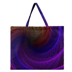 Striped Abstract Wave Background Structural Colorful Texture Line Light Wave Waves Chevron Zipper Large Tote Bag