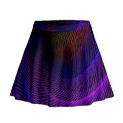 Striped Abstract Wave Background Structural Colorful Texture Line Light Wave Waves Chevron Mini Flare Skirt