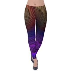 Striped Abstract Wave Background Structural Colorful Texture Line Light Wave Waves Chevron Velvet Leggings by Mariart