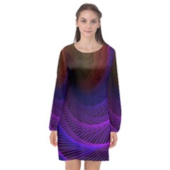 Striped Abstract Wave Background Structural Colorful Texture Line Light Wave Waves Chevron Long Sleeve Chiffon Shift Dress  by Mariart