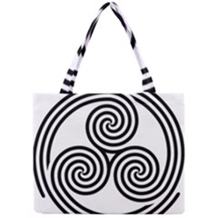 Triple Spiral Triskelion Black Mini Tote Bag by Mariart