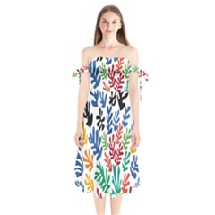The Wreath Matisse Beauty Rainbow Color Sea Beach Shoulder Tie Bardot Midi Dress by Mariart