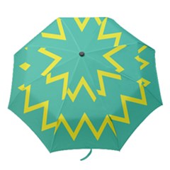 Waves Chevron Wave Green Yellow Sign Folding Umbrellas by Mariart