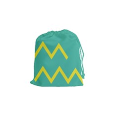 Waves Chevron Wave Green Yellow Sign Drawstring Pouches (small) 